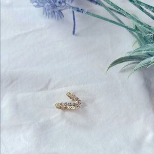 NWT, Elegant Gold Hoop ear cuff, OS, rhinestone.